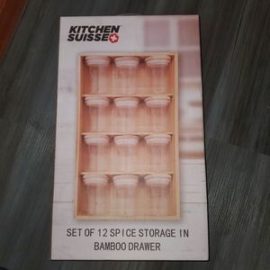 12 Spice Container Storage in Bamboo Drawer